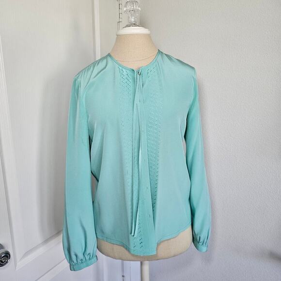 DVF Pwerleena Blouse Mint Blouse sz 10 - Picture 2 of 9